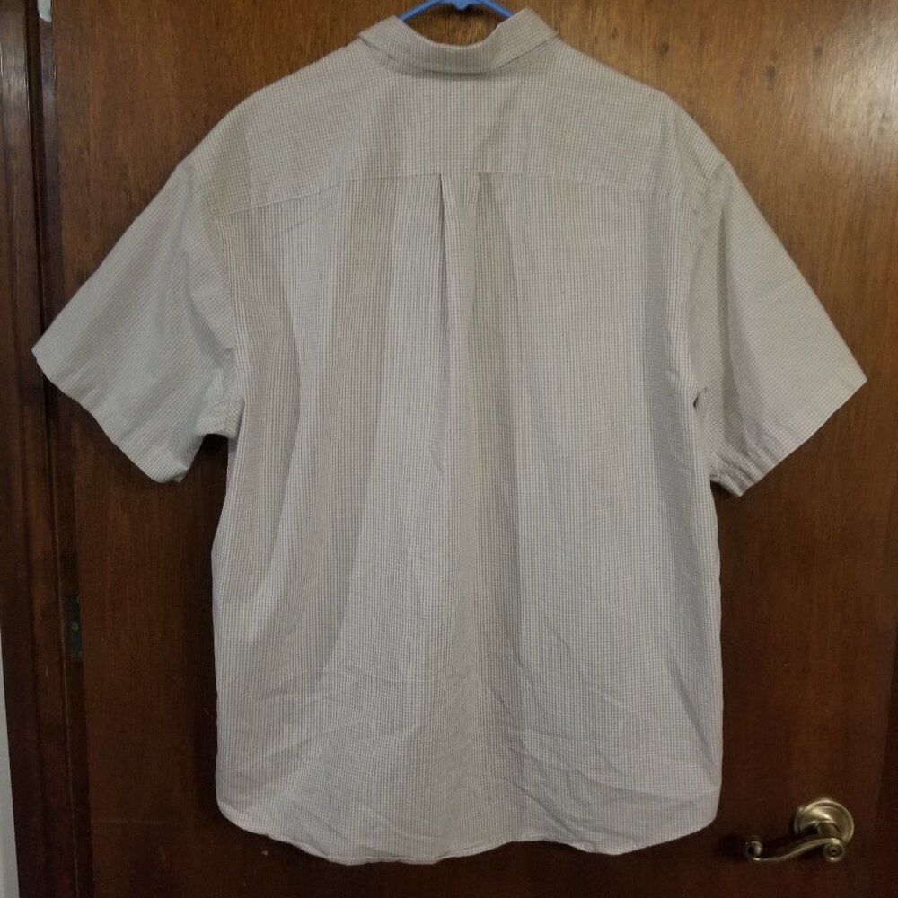 plaid Roundtree & Yorke white, orange, green XLT short sleeve shirt - Picture 7 of 8